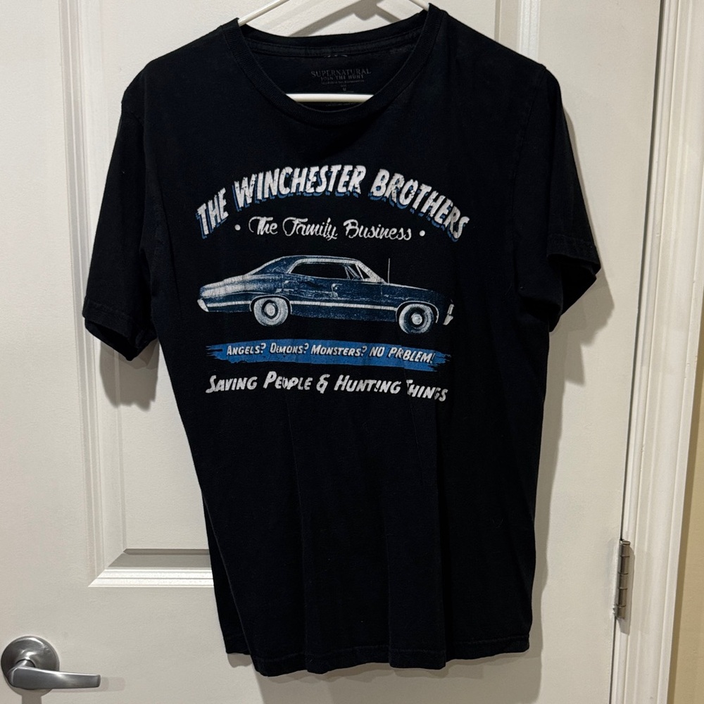 Hot Topic Black Supernatural Winchester Brothers Car Graphic Tee